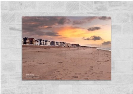 Het strand van De Haan -  fotoprint Glas