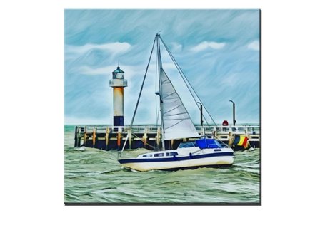 sailboat sets sail - photo on tile