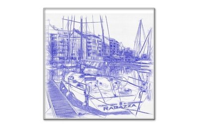 Ostend pen drawing marina