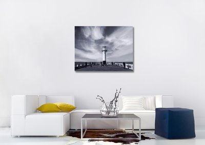 canvas lighthouse with beautiful cloud formation