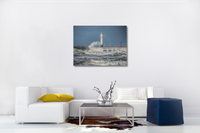 Canvas Schilderij - Nieuwpoort - Storm op zee fotoprint - Wanddecoratie