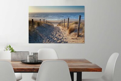 Leinwand - Düne - Strand - Meer - Sonnenuntergang - Gras - Leinwand Leinwand - Gemälde auf Leinwand - Leinwandmalerei