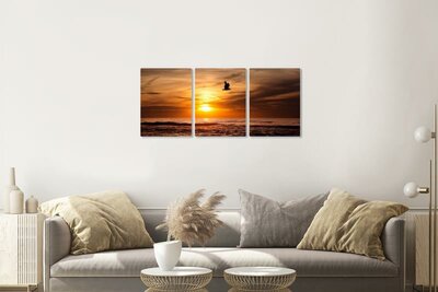Canvas Painting Triptych - Sunset at Sea - Photo On Canvas - Canvas Print
