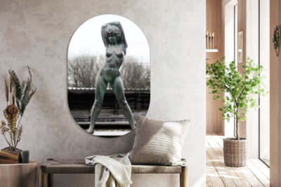 Wandoval - Wandoval - Dibond Wanddekoration - Ovale Malerei - Bredene - Betsy - Ovale Spiegelform auf Aluminium