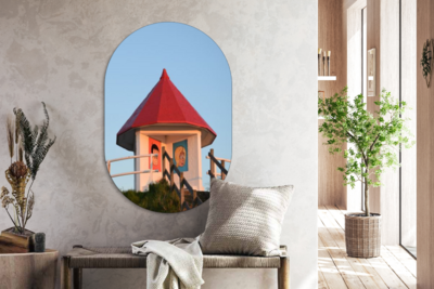 Wenduine - Ovale Mural - Ovale Mural - Décoration Murale Dibond - Tableau Ovale - Souvenirs de la mer - Spioenkop - Forme Miroir Ovale