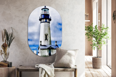 Nieuwpoort - Belgium - Wall Oval - Plastic Wall Decoration - Oval Painting - Lighthouse - Oval mirror shape on plastic - Souvenirs from the sea