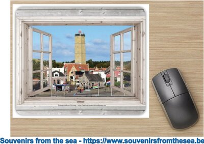 Souvenirs aus dem Meer - Mauspad Terschelling - Brandaris Leuchtturm - Mauspad Gummi - Oberschicht aus Leinen - 23x19 cm - Mauspad mit FotoSouv