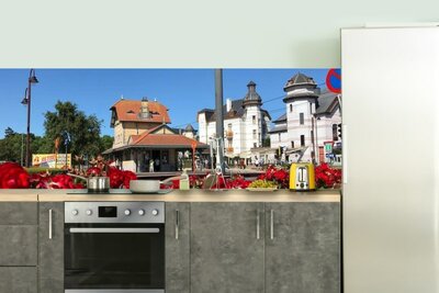 De Haan aan zee - Papel pintado de la pared trasera de la cocina - Repelente al agua - De Haan en verano - Estación de tranvía clasificada - En