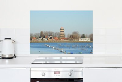 Bredene - Cucina paraspruzzi - Parete posteriore piano cottura - Stufa paraspruzzi - Torre dell'acqua - Spuikom - Alluminio - Decorazione mural