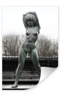 Bredene - Estatua - Betsy - Mujer - Foto en cartel - Recuerdos del mar