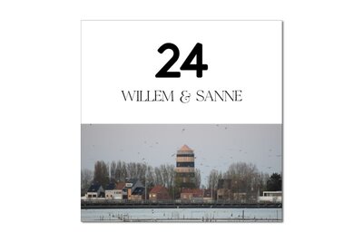 Bredene - Nameplate front door House - Water tower - Name and House number - Aluminum - Large Number - Souvenirs from the sea