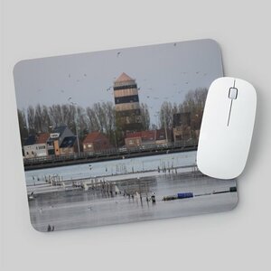 Mouse pad Bredene - Water tower - Rubber - High quality photo of the water tower in Bredene - Mouse pad made of vinyl - 23x19 cm - Provided wit