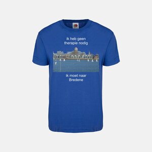 Bredene – Unisex – Blau – Kurzarm-T-Shirt „Ich brauche keine Therapie – ich muss nach Bredene“