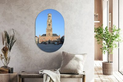 Bruges - Belfry of Bruges - wall oval - Wall Oval - dibond Wall decoration - souvenirs from the sea - Bruges souvenirs