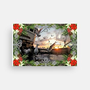 Kerst- en Nieuwjaarskaarten - 10,5 x 14,8 cm - 10  kaarten met enveloppen - Christmas - zonsondergang - maritiem