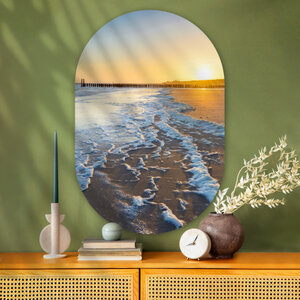 Óvalo de pared - La playa - Óvalo de pared - Decoración de pared de plástico - Pintura ovalada - Recuerdos del mar