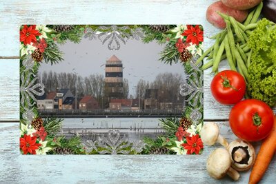 Bredene aan zee - Glazen Snijplank - Watertoren - Spuikom - Bredene Kerstcadeau - Kerstmis - Design - Snijplanken Glas - souvenirs Bredene