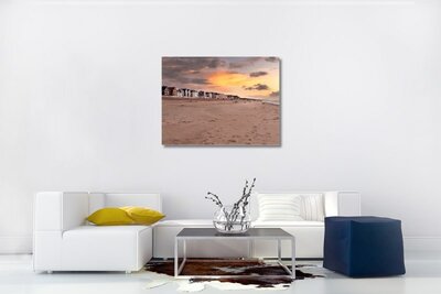 De Haan - tela - diga e spiaggia - tramonto - Accessori per la decorazione della stanza - Dipinti sulla spiaggia per soggiorno - Decorazione mu