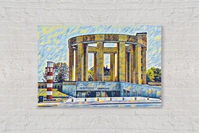 Akoestisch canvas -  Nieuwpoort - Koning Albert I monument - Akoestische Panelen - Geluidsisolatie - Akoestisch Wandpaneel - Wanddecoratie - Sc
