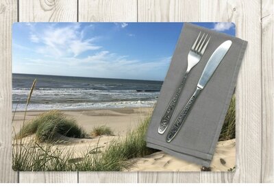 Placemat - Placemats plastic - Dunes - Grass - Beach - Sea - A3 (420 x 297mm) - Underpad - Removable - souvenirs from the sea - the coast