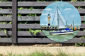 Tuincirkel zeilboot vaart naar de zee - Ronde Tuinposter - Buiten