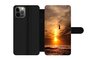 Mobile phone case with card holder and with a picture of a sunset at sea. For Apple iPhone brand._