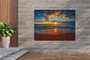Wanddekoration für den Außenbereich Meer - Sonnenuntergang - Strand - Wolken - Orange - Gartentuch - Außenposter_