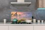 Splashback Kitchen - Hob Rear Wall - Splashback Stove - Sunset - Dune - Beach - Plants - Sea - Aluminum - Wall Decoration - Wall Protector - He_