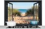 Splash screen Kitchen - Hob Back wall - Splash wall Stove - View through - Beach - Sea - Sand - Water - Marram grass - Dunes - Aluminum - Wall _
